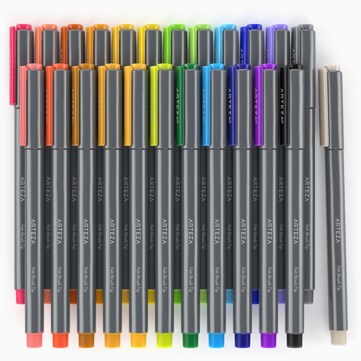 Arteza Set of Felt Brush Tip Pens, Basic Colors - 24 Pack