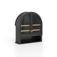thumbnail image 2 of Joyyskill Large Arched Wall Cabinet with Acrylic Door, Large Wooden Wall Mounted Bathroom Cabinet, Modern Hanging Medicine Cabinet with Adjustable Shelves and Open Shelf, Black Oak, 2 of 6