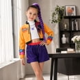 thumbnail image 5 of 2026 New Halloween Popular Singer Stage Cosplay Costume, Pop Idol Group Fashion Dance Outfit Set with Wig, Sticker, Short, Jacket & T-Shirt for Halloween Costume & Role Play Stage Performance, 120, 5 of 6