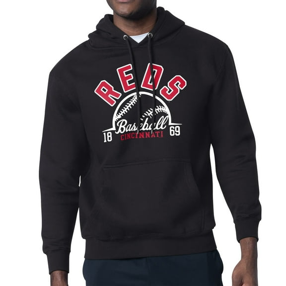 Men's Starter Black Cincinnati Reds Half Ball Team Graphic Pullover Hoodie