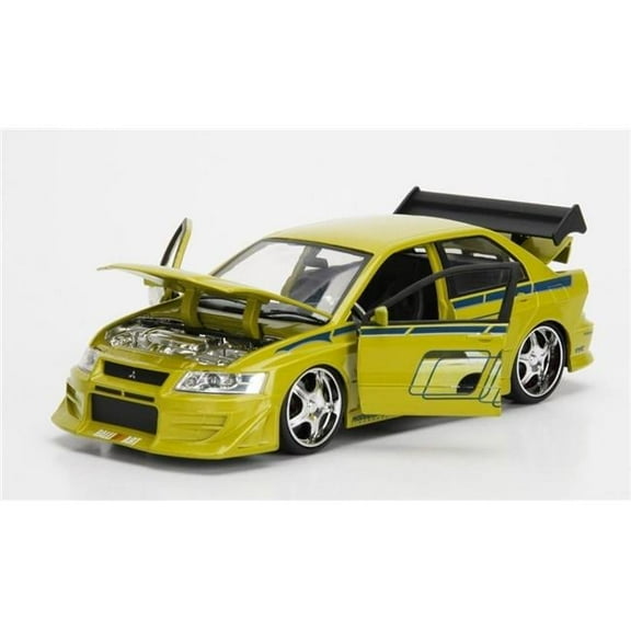 Jada Brians Mitsubishi Lancer Evolution VII The Fast and the Furious Movie 1 by 24 Diecast Model Car, Yellow