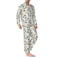 thumbnail image 6 of Salouo Ragonfly And Ladybug Print Button-Front Long Sleeve Pajama Set for Men, Soft 2Pjs Men's Long Sleeve Sleepwear -Medium, 6 of 7