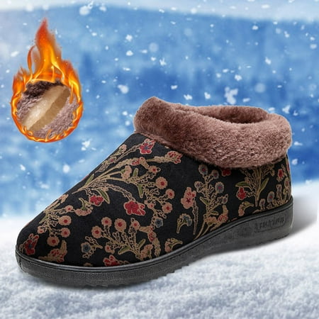 

New Years Eve Outfit Womens Boots Shoes Winter Snow Boots For Womenfashion Winter Women Snow Boots Flat Bottom Non Slip Indoor Outdoor Flower Print Plush Warm And Comfortable Gifts