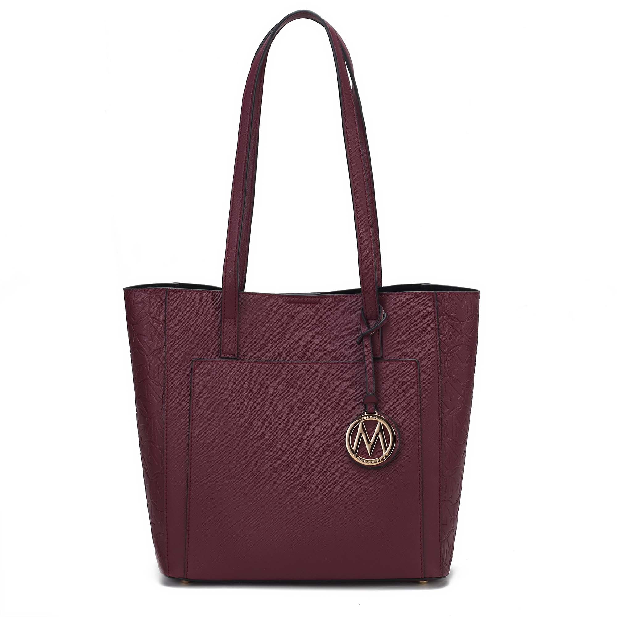 MKF Collection Lea Vegan Leather Women's Tote Bag, Fashionable Shoulder Purse Handbag by Mia K - Burgundy