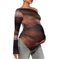 thumbnail image 1 of - playera de mernidad para mujer, con ribete asimétrico de lechuga, manga larga, para embarazo, para otoño, 1 of 5