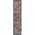 thumbnail image 2 of JONATHAN Y WASHABLE 2 x 8 Runner Rug, Alacati Ogee Medallion - Red/Blue/Brown, WSH103D-28, 2 of 9