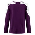 thumbnail image 5 of GaThRRgYP Tops for Women Trendy,Womens Tops Summer and Spring,Women's Fall Casual Long Sleeve Blouse Round Neck Lace Tops T-Shirt Purple S, 5 of 5