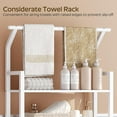 thumbnail image 3 of Over The Toilet Storage, 2-Tier Bathroom Organizer Shelves with Hooks, Multifunctional Vertical The Toilet Shelf Storage Rack for Bathroom, White, 3 of 15