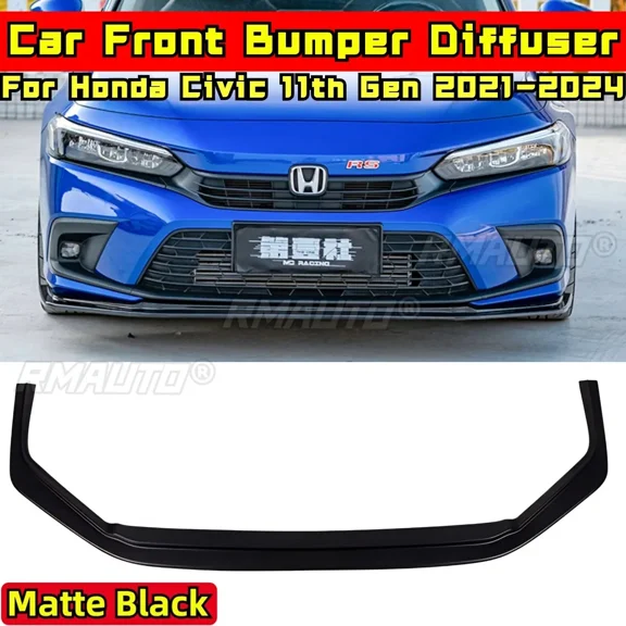 For Civic Body Kit Front Bumper Lip Carbon Fiber Look RS Style Bumper Apron For Honda Civic 11th Gen 2021-2024 Car Accessories