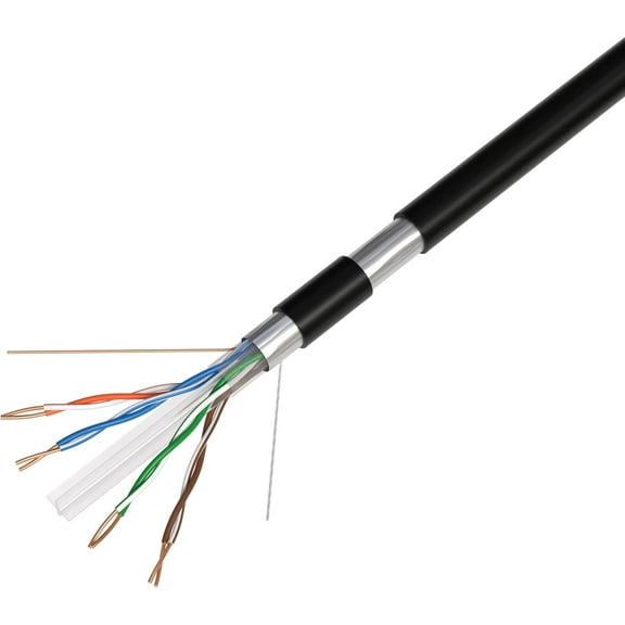 Cables Direct Online 1000FT CAT6 Solid Ethernet Cable 550Mhz LAN 23AWG RJ45 Network Wire Bulk CCA Copper Clad Aluminum (FTP Outdoor, Black)