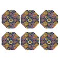 thumbnail image 2 of Pofeuu Colorful Compasses Print Leather Coasters Set of 6, Round Cups Mugs Mat Pad for Home Kitchen Heat Resistant Drink Coasters,Octagon, 2 of 7