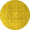 thumbnail image 1 of Ahgly Company Machine Washable Indoor Round Persian Yellow Traditional Area Rugs, 4' Round, 1 of 4
