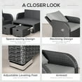 thumbnail image 4 of 6pc Padded Outdoor Rattan Wicker Set Sofa Recliner Footstool Table, 4 of 9