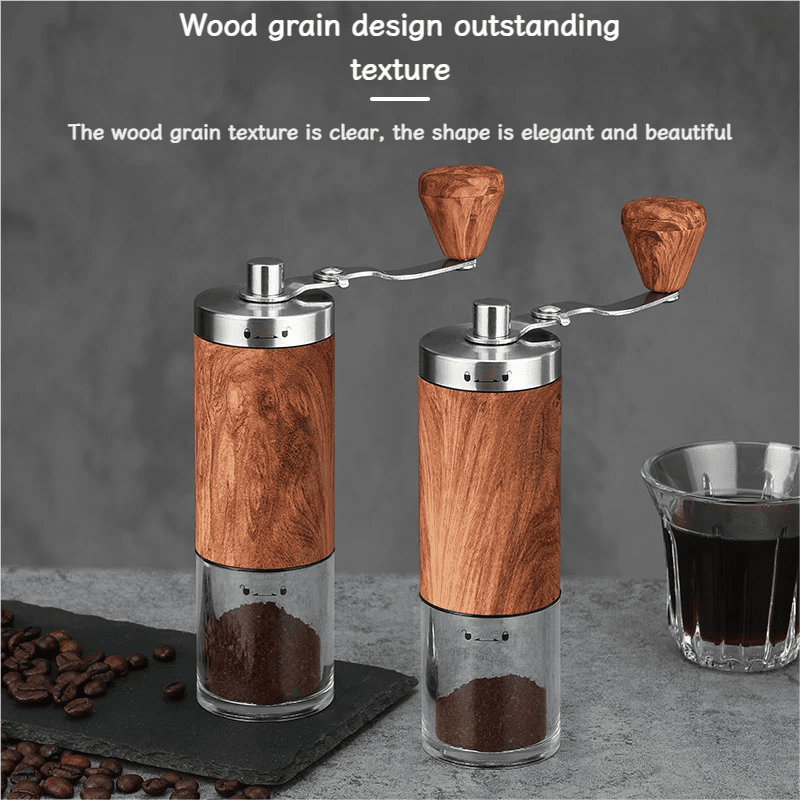2 Pack Wooden Hand Crank Coffee Grinder, Manual Burr Mill with Adjustable Setting for Espresso, French Press, Travel & Home Use - Vintage Style