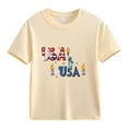 thumbnail image 4 of YABCSAZ Chemises du 4 Juillet pour Femmes, Robe de la Fête de l'Indépendance, Chemise Décontractée Imprimée pour Enfants, Col Rond, Manches Courtes, Beige, 2 Ans, 4 of 4