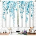 thumbnail image 3 of Blue Eucalyptus Botanical Leaves Floral Kitchen Window Curtains Over Sink Farmhouse Flower Spring Small Window Treatment Cafe Short Curtains for Bathroom Treatment Tier Drapes27.5x39 inch, 3 of 6