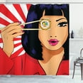 thumbnail image 1 of Ambesonne Sushi Shower Curtain, Pop Art Style Girl with Sushi, 69"Wx70"L, Multicolor, 1 of 3
