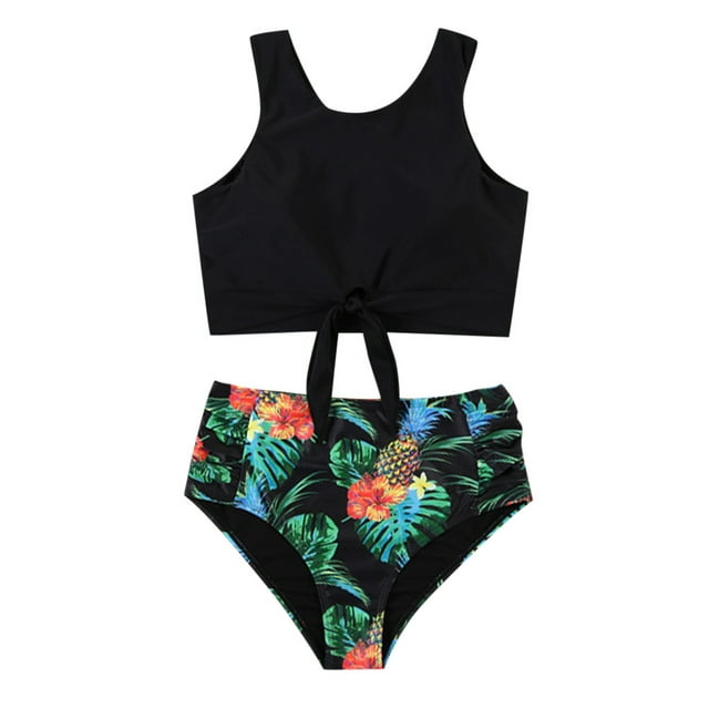 VSSSJ Bathing Suits for Women Floral Printed Two Piece Bikini Sets Crew ...