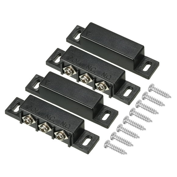 Unique Bargains Magnetic Reed Switch, 2 Sets NO NC Wired Door Window Reed Switch, Black