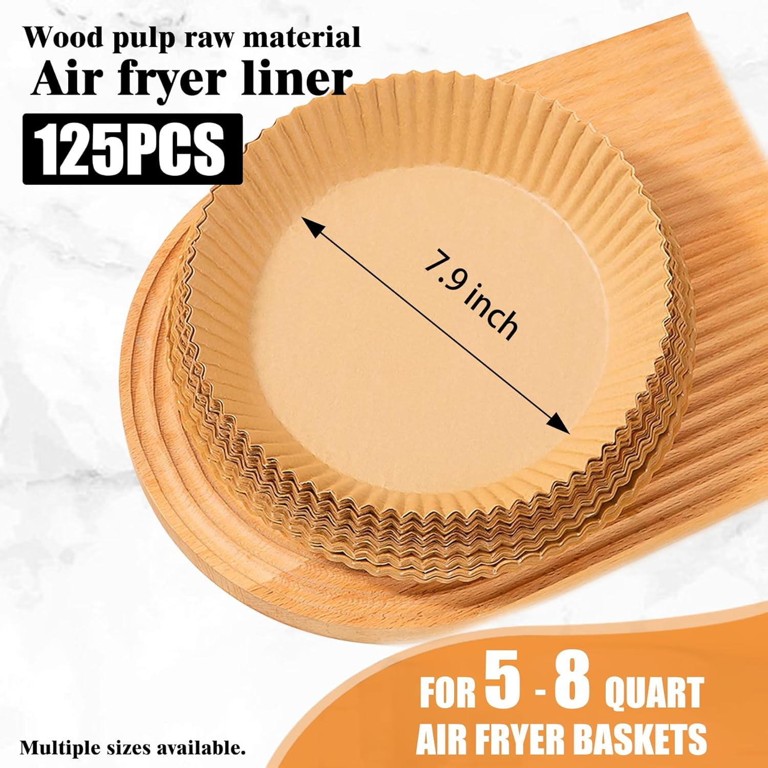 JJEAN-Air Fryer Disposable Paper Liners for Ninja AF161 AF150AMZ, 125 Pcs Round Parchment Cooking Liner for Airfryer, Microwave Oven, Frying Pan, 8 Inch Fryers Filters Sheets for 5 6 7 8 Qt Baking Ba