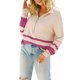 thumbnail image 2 of VISgogo Mujer Otoño Invierno Jersey de Punto Manga Larga Solapa Cremallera Patchwork Sudadera VISgogo moda, 2 of 9