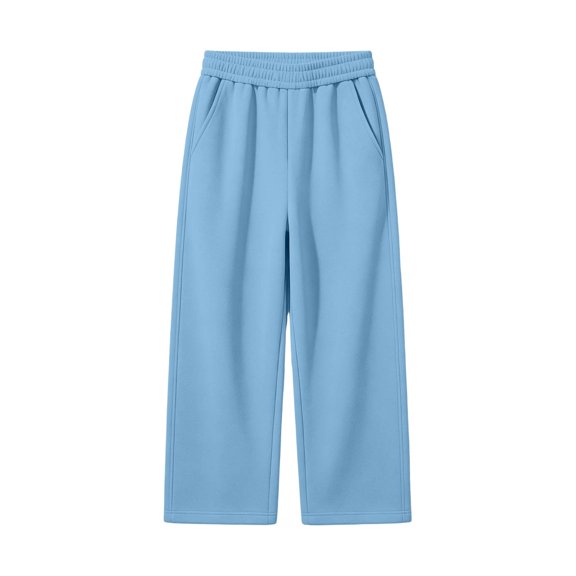 Hurxie Boys Baggy Sweatpants Boys Straight Wide Leg Open Bottom Joggers with Pockets Drawstring Kids Athletic Pants