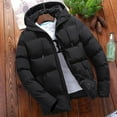 thumbnail image 3 of Men's Winter Coat Solid Zipper Hooded Jacket Outdoor Petite Coat Outerwear, 3 of 3