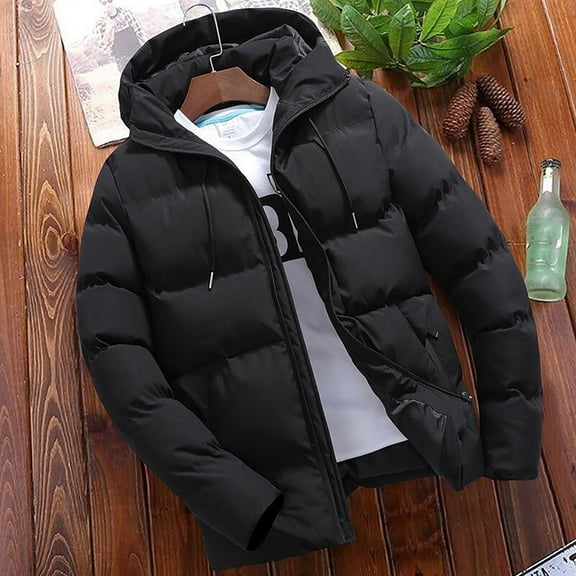 Dtydtpe 2024 Clearance Sales, Winter Jackets for Men, Men Autumn and Winter Solid Zipper Hooded Loose Outdoor Cotton Coat Top Blouse Jacket Jackets for Men
