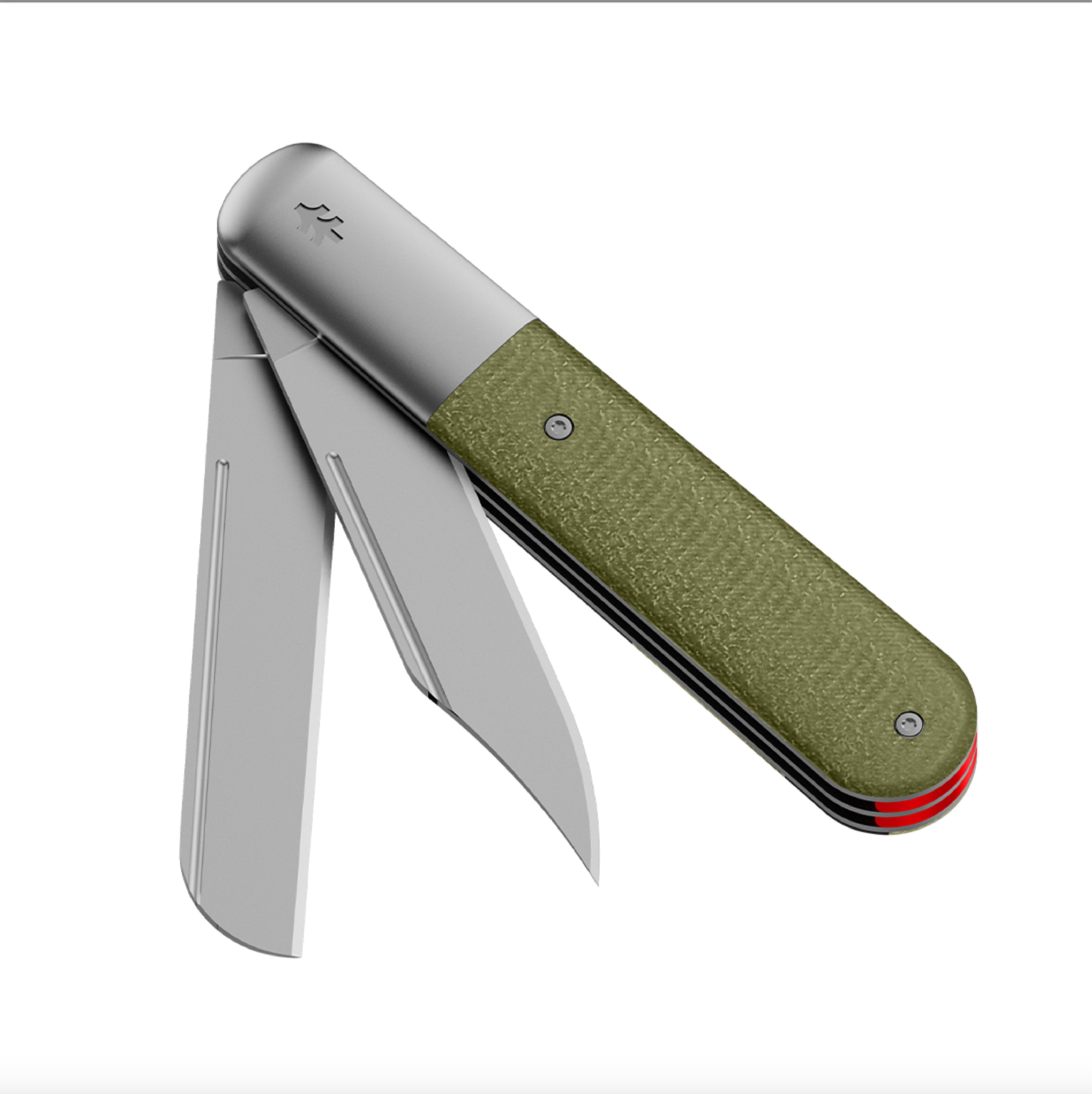 Swiss Tech Doppelt Folding Knife, Olive Micarta Handle, Dual AUS-8 Steel Blades, Slip Joint