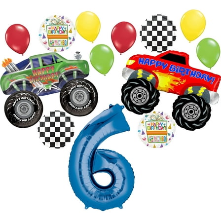 Monster Truck Party Supplies 6th Birthday Balloon Bouquet Decorations