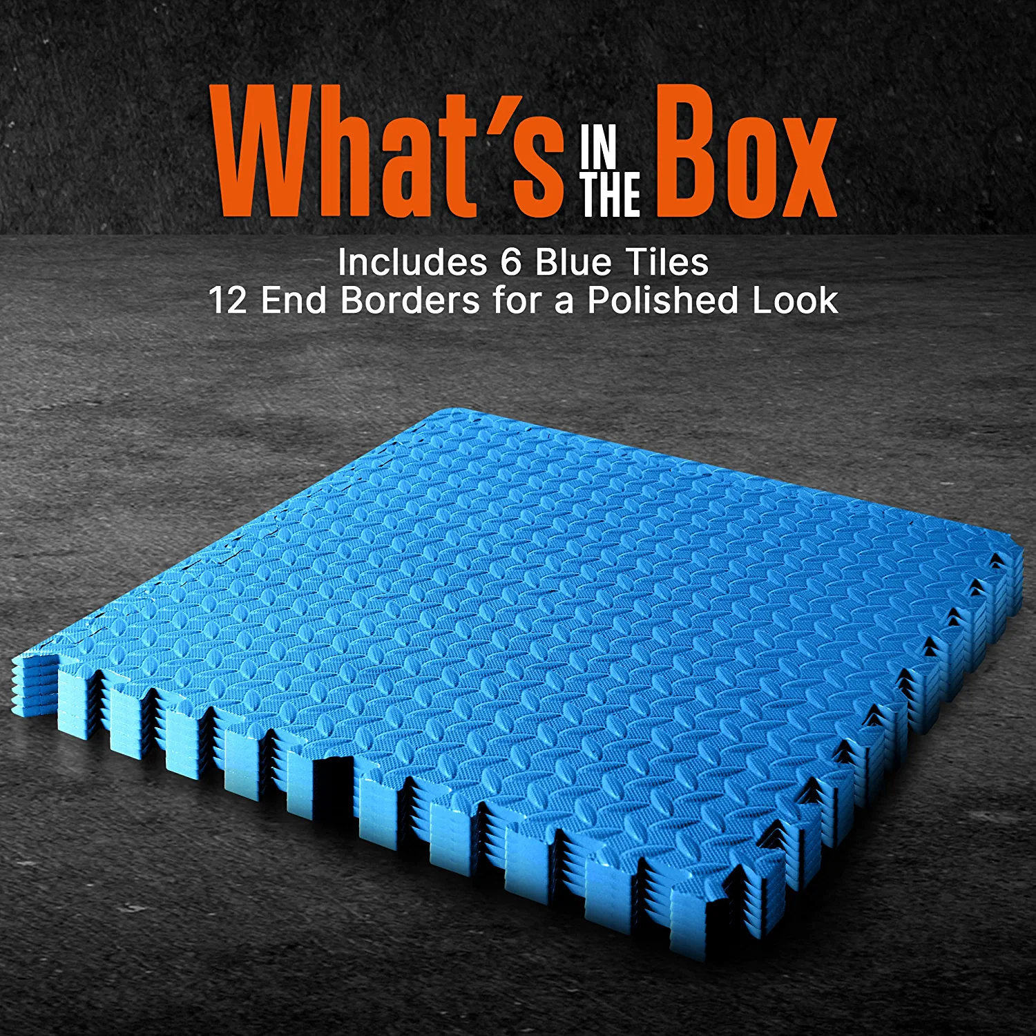 Squatz Gym Thick Puzzle Exercise Mat 6 Pcs EVA Foam Interlocking Tiles Protective Flooring, Blue