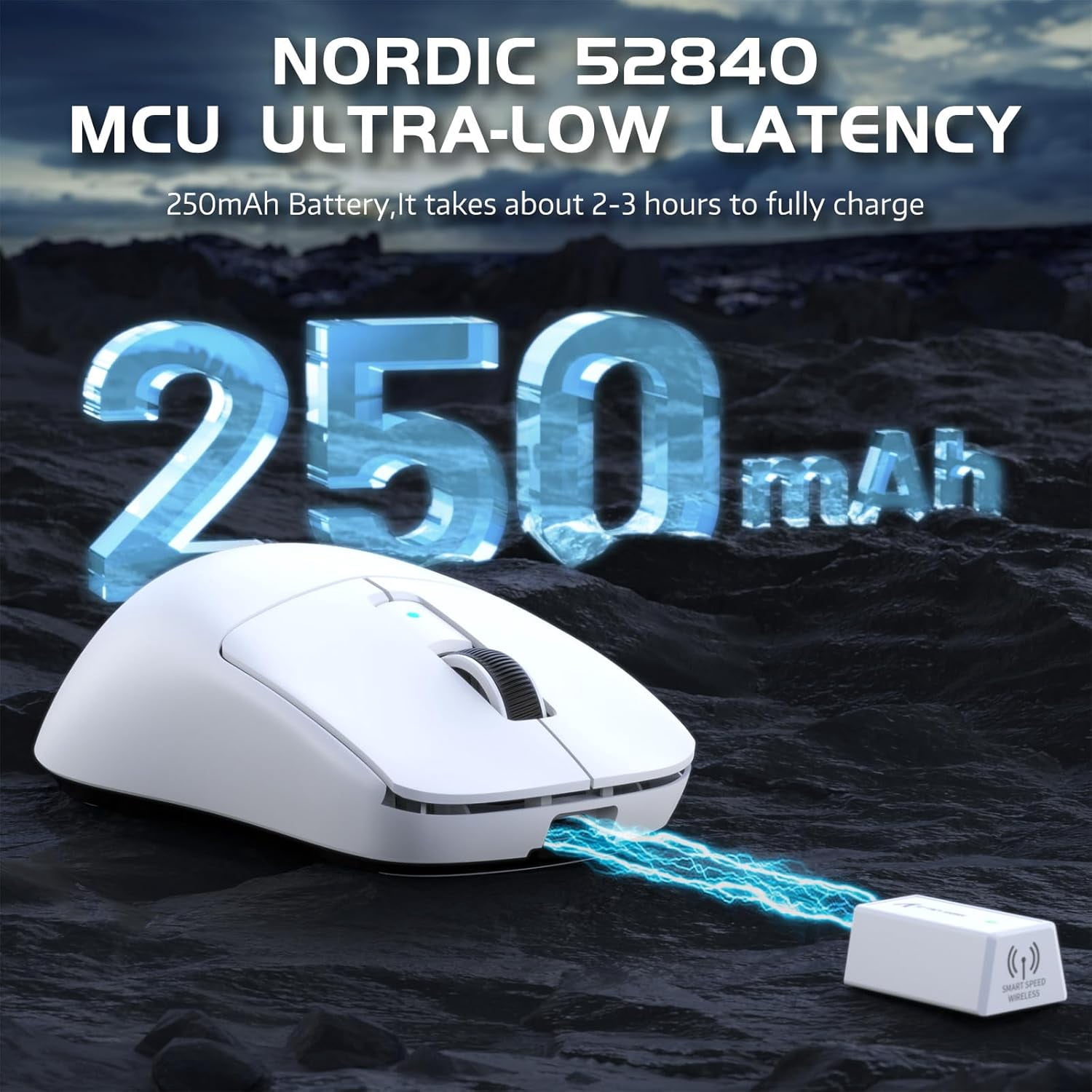 ATTACK SHARK R6 39g SUPERLIGHT Mouse, PixArt PAW3950MAX Gaming Sensor, Wireless 8K Mouse, MCU Nodic 52840, BT/2.4G/Wired Gaming Mouse, Adjustable DPI 42000, for Win11/Xbox/PS/Mac -White