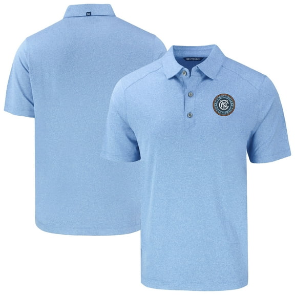 Men's Cutter & Buck Heather Powder Blue New York City FC Forge Eco Stretch Recycled Polo