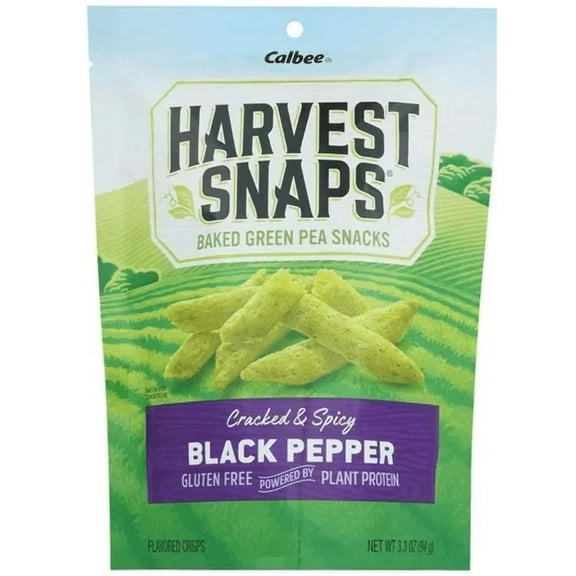 Calbee Gluten Free Harvest Snaps Snapea Crisps Black Pepper - 3.3 oz Pack of 2