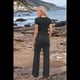 thumbnail image 4 of Conjunto Deportivo de Verano para Mujer, de Corta y Bloques de Color, con Pantalones Ajustados, A Juego, para Estar en Casa, 2025 Negro S, 4 of 8