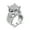 Silver Color, variant on Rose Gold Plated Big Square Cocktail Ring, Heart Side, 0.4" Wide Party Ring Micro Cubic Zirconia Paved (Rose Gold, Size 5)