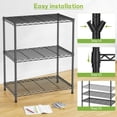thumbnail image 2 of REIBII 3 Tier Wire Shelving Unit,24"W Adjustable Metal Storage Shelves,Heavy Duty Pantry Shelves for Kitchen,Laundry,Bathroom Storage Rack,Black, 2 of 7