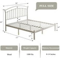 thumbnail image 5 of Laisnet Full Size Metal Platform Bed Frame with Vintage Headboard, Sturdy Steel Slat Mattress Foundation with 12" Under-Bed Storage, White, 5 of 8