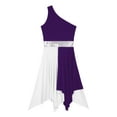 thumbnail image 5 of Alvivi Womens Color Block Lyrical Praise Dance Dress Irregular Hem Liturgical Worship Dancewear Purple XXL, 5 of 7