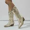 thumbnail image 2 of Juosiy Women's Cowboy Boots Mid Calf Heel Cowgirl Boots Embroidery Stitched Western Boots, 2 of 8
