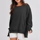 thumbnail image 4 of Sudadera Sudadera con cuello redondo para mujer, sudadera informal de manga larga, jerséis holgados, Tops Kuymtek Negro T S para Mujer, 4 of 6