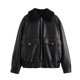 thumbnail image 3 of HH TRAF 2024 Chaquetas gruesas de estilo urbano para mujer, color negro, cuello vuelto, mangas largas, bolsillos, cremallera, abrigos de invierno para mujer a la moda, 3 of 5