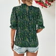 thumbnail image 4 of Pompotops Femmes Mode Casual Chemise d'Impression Manches Courtes Tops Col Rond Tops Chemisier Dégagement, 4 of 7