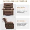 thumbnail image 5 of JONPONY Swivel Rocker Recliner Chair, Ergonomic Lounge Chair for Living Room,Small Spaces with Rocking Function,360° Swivel,Side Pocket,Brown, 5 of 9