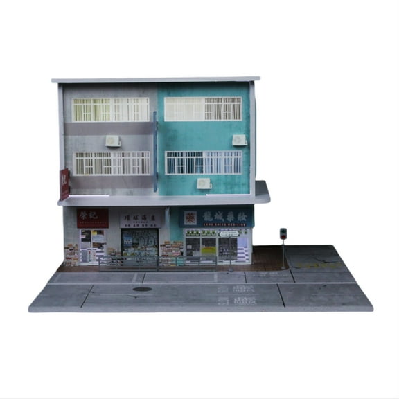 Diorama 1:64 Car Garage Model LED Lighting Hong Kong City Street View Display, Diecast Car Model Car Parking Lot Scene Display Model Toys