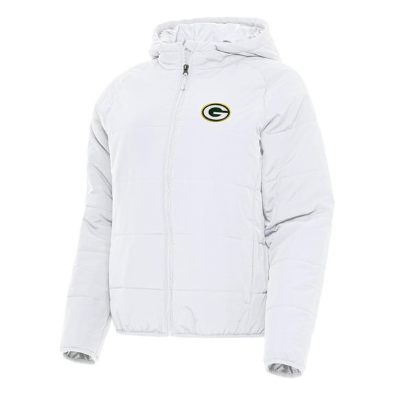 Women's Antigua White Green Bay Packers Universe Full-Zip Hoodie Jacket