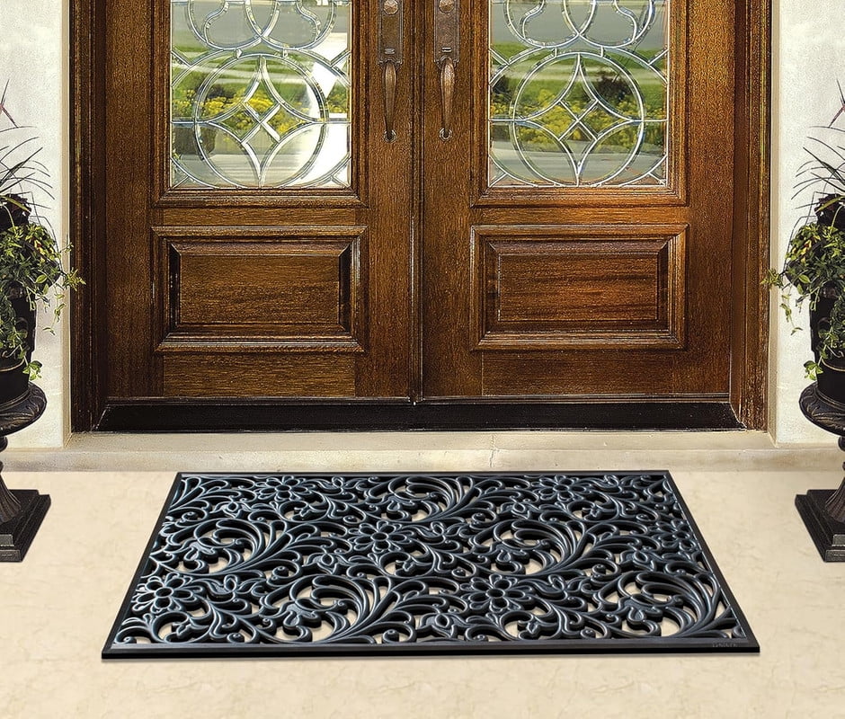 A1HC Floral Paisley Large Outdoor Doormat, Natural Rubber, 30”x48”, Ideal for Outside Entryway, Scrapes Shoes Clean of Dirt & Grime, Heavy Duty Mat for Indoor Outdoor & Busy Areas