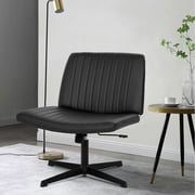 BestOffice Armless Office Chair, Criss Cross Legged, No Wheels Swivel for Men, Women(Black)