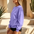 thumbnail image 5 of Zorvxlyn Women's Sweatshirt Drop Shoulder Long Sleeve Crewneck Sweatshirts Women Fall Winter Solid Color Pullover for Women Light Purple XXL, 5 of 7