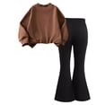 thumbnail image 4 of QGJZVUNL Girl's Clothes Bow Crewneck Sweatshirt Flared Pants 2 Piece Fall Winter Outfits for Girls Size 5-6 Years, 4 of 6